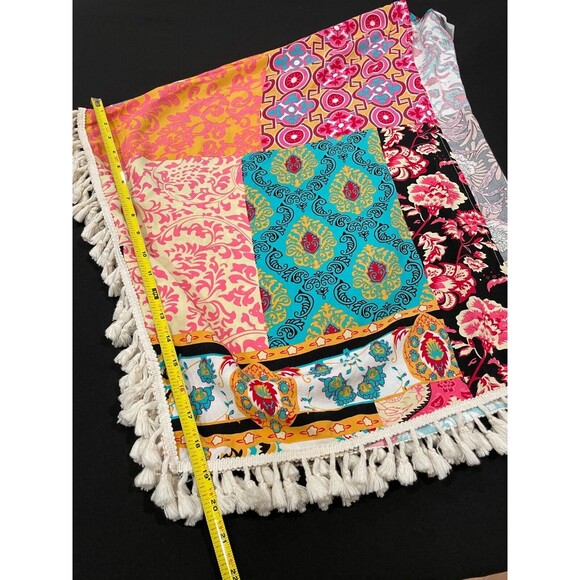 ~ Grace & Lace Med Boho Serape Crochet Poncho Coverup Tassel Beach Tropical Boho - Picture 13 of 14